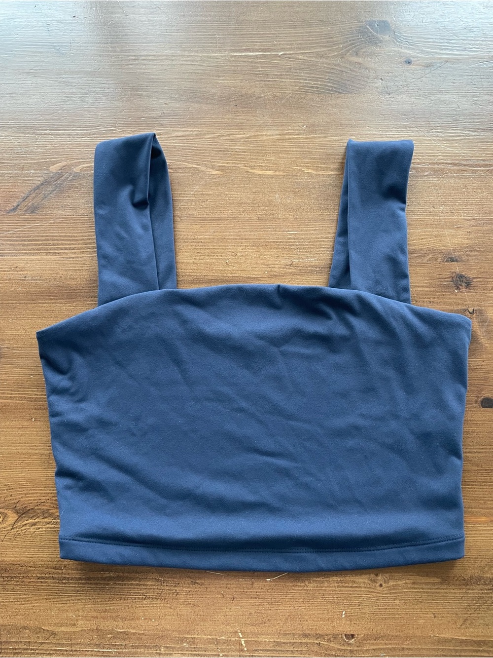 Navy Square-Neck Crop Tank Top